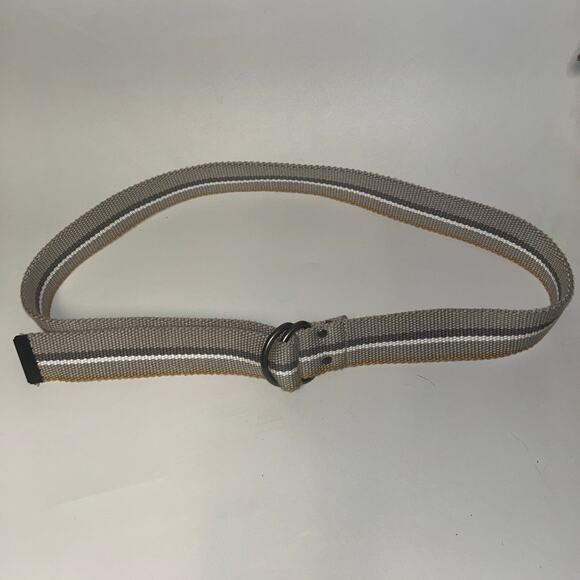 Men's Unbranded Beige Striped Adjustable D-Ring Belt Size 38 47" x 1.75" - Picture 1 of 4